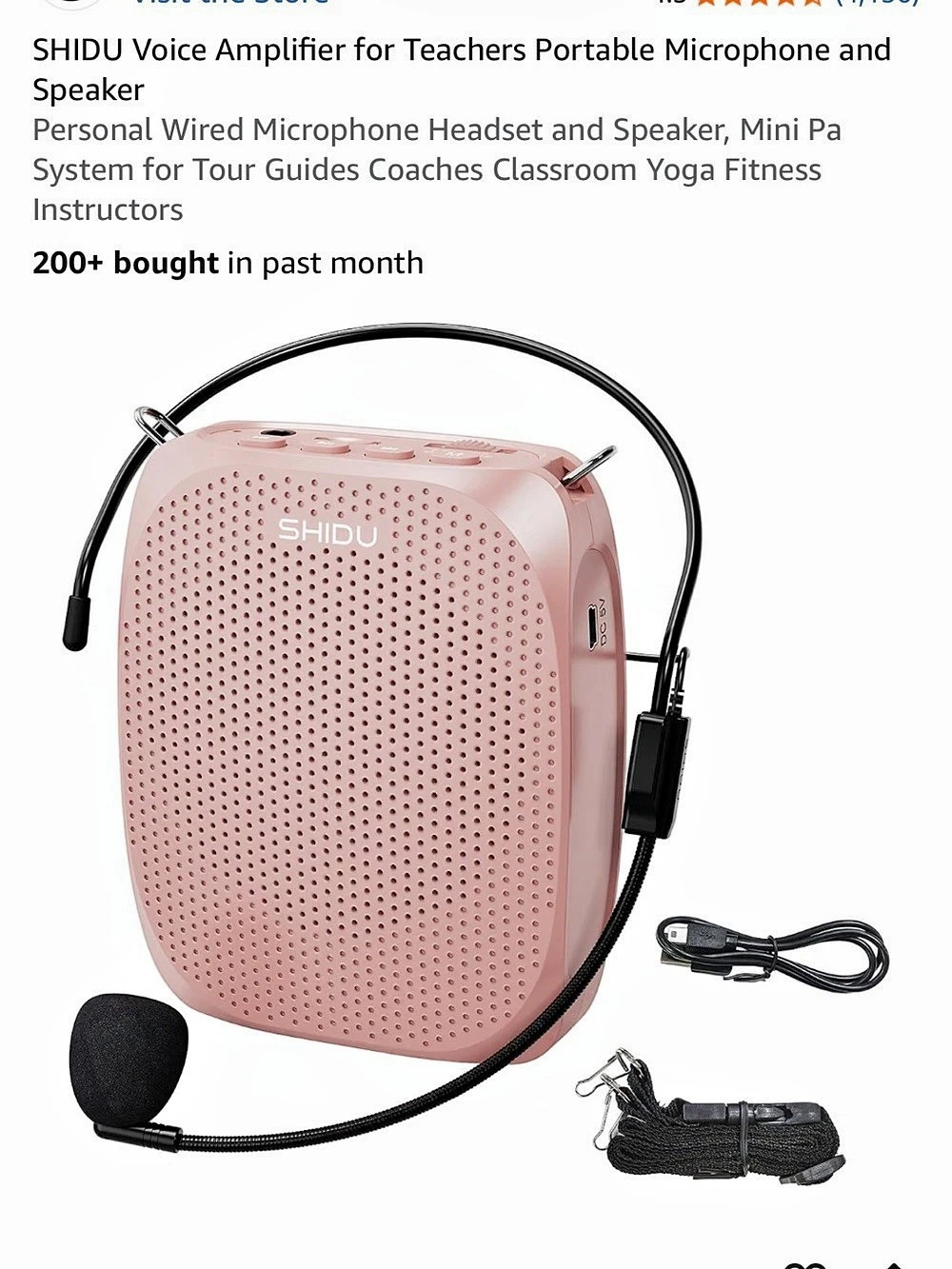SHIDU Portable Voice Amplifier Speaker with Headset in Pink Like New used once